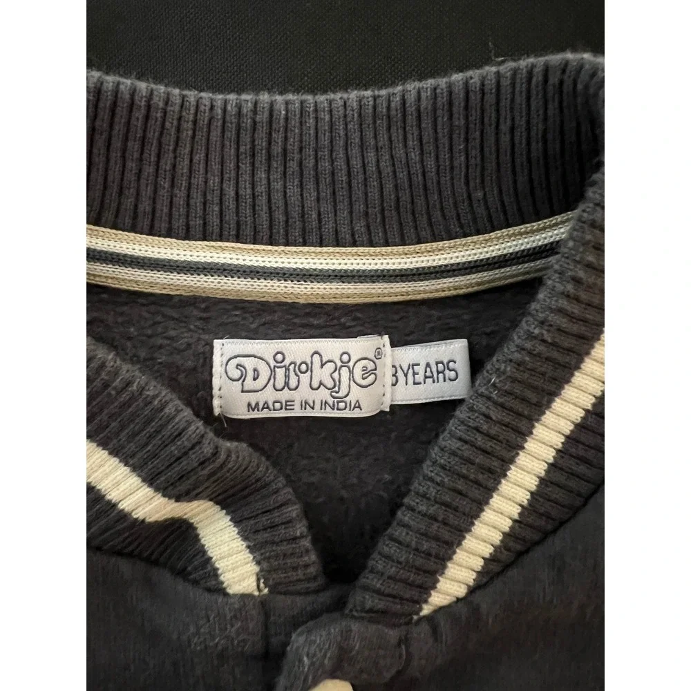 Dirkje Boys Charcoal Gray Varsity Jacket State Sport Snap Front Sweatshirt 3Y